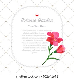 Colorful watercolor texture vector nature botanic garden memo frame red freesia