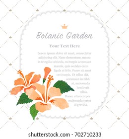 Colorful watercolor texture vector nature botanic garden memo frame orange hibiscus