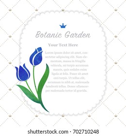 Colorful watercolor texture vector nature botanic garden memo frame blue tulip