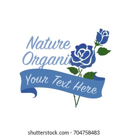 Colorful watercolor texture vector nature botanic garden flower banner blue rose
