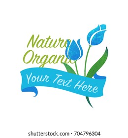 Colorful watercolor texture vector nature botanic garden flower banner light blue tulip