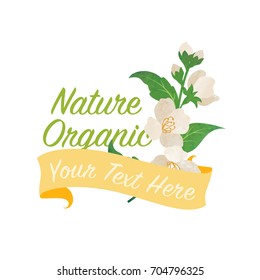 Colorful watercolor texture vector nature botanic garden flower banner jasmine