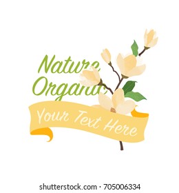 Colorful watercolor texture vector nature botanic garden flower banner yellow magnolia