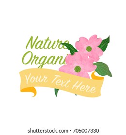 Colorful watercolor texture vector nature botanic garden flower banner pink dogwood cornus florida