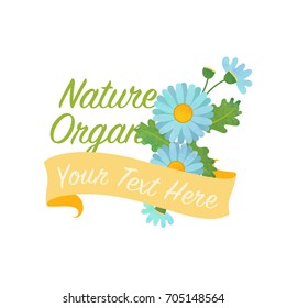 Colorful watercolor texture vector nature botanic garden flower banner light blue daisy