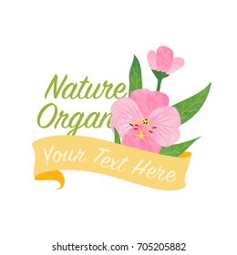 Colorful watercolor texture vector nature botanic garden flower banner pink evening primrose
