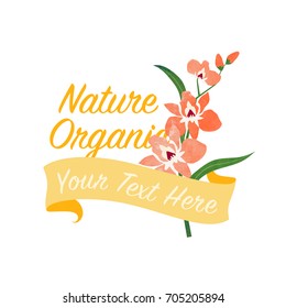 Colorful watercolor texture vector nature botanic garden flower banner orange orchid