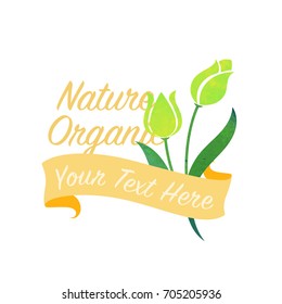 Colorful watercolor texture vector nature botanic garden flower banner green tulip