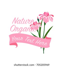 Colorful watercolor texture vector nature botanic garden flower banner pink iris