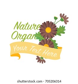 Colorful watercolor texture vector nature botanic garden flower banner brown diasy