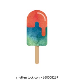 Colorful watercolor texture vector popsicle ice cream sweet summer dessert