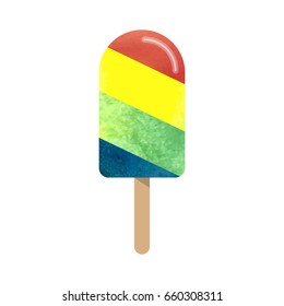Colorful watercolor texture vector popsicle ice cream sweet summer dessert