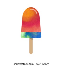 Colorful watercolor texture vector popsicle ice cream sweet summer dessert