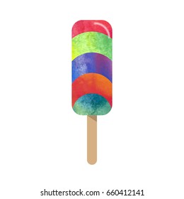Colorful watercolor texture vector popsicle ice cream sweet summer dessert