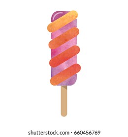 Colorful watercolor texture vector popsicle ice cream sweet summer dessert