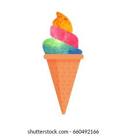 Colorful watercolor texture vector popsicle ice cream sweet summer dessert