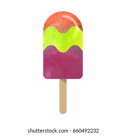 Colorful watercolor texture vector popsicle ice cream sweet summer dessert