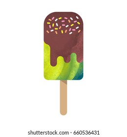 Colorful watercolor texture vector popsicle ice cream sweet summer dessert