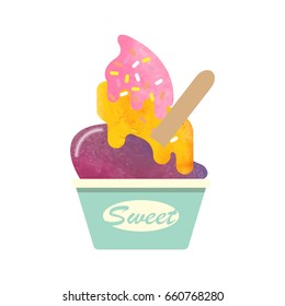 Colorful watercolor texture vector popsicle ice cream sweet summer dessert