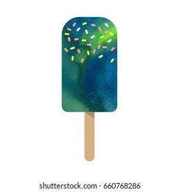 Colorful watercolor texture vector popsicle ice cream sweet summer dessert