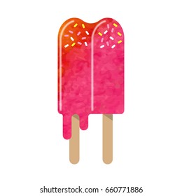 Colorful watercolor texture vector popsicle ice cream sweet summer dessert