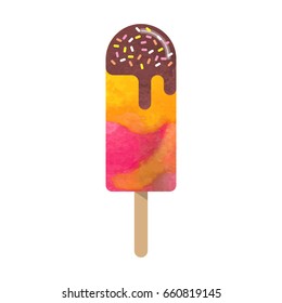 Colorful watercolor texture vector popsicle ice cream sweet summer dessert