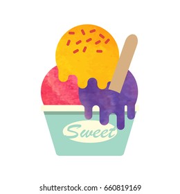 Colorful watercolor texture vector popsicle ice cream sweet summer dessert