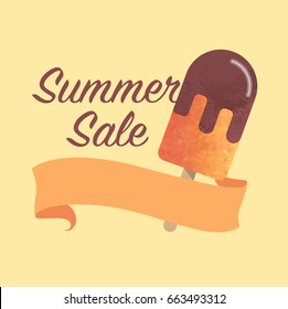Colorful watercolor texture vector popsicle summer sale promotion banner title template
