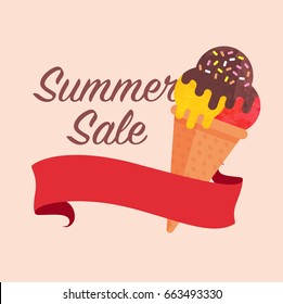 Colorful watercolor texture vector popsicle summer sale promotion banner title template
