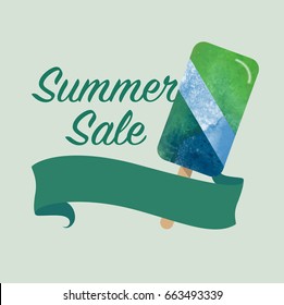 Colorful watercolor texture vector popsicle summer sale promotion banner title template