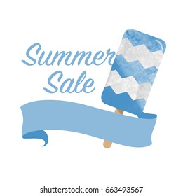 Colorful watercolor texture vector popsicle summer sale promotion banner title template