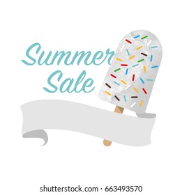 Colorful watercolor texture vector popsicle summer sale promotion banner title template
