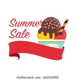 Colorful watercolor texture vector popsicle summer sale promotion banner title template
