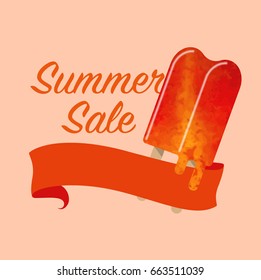 Colorful watercolor texture vector popsicle summer sale promotion banner title template