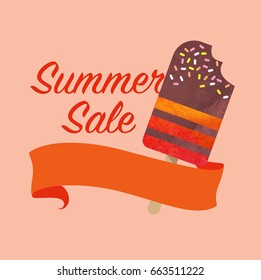 Colorful watercolor texture vector popsicle summer sale promotion banner title template