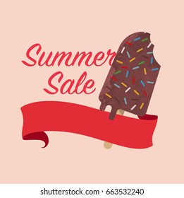 Colorful watercolor texture vector popsicle summer sale promotion banner title template