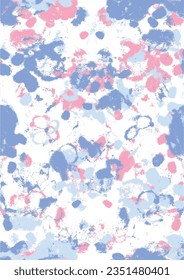 Colorful watercolor tye dye pattern in vector, Tie dye shibori pattern. Hand painted ornamental blue teal turquoise colored elements on white background. Abstract texture. Print for textile, fabric,