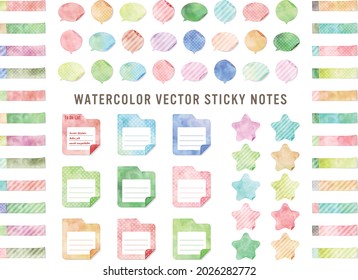 colorful watercolor vector sticky notes