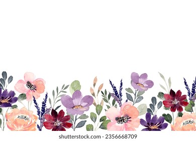 Colorful watercolor wildflower garden for wedding, birthday, card, background, invitation, wallpaper, sticker, decoration etc.