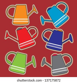 Colorful Watering cans collection vector