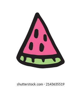 Colorido conjunto de doodles de sandía. Vector simple dibujado a mano.