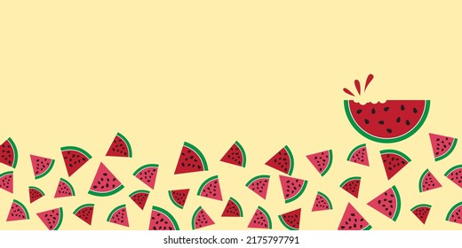 Colorful Watermelon pattern background. Summer fruits pattern graphic elements. Vector illustration.