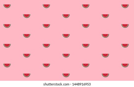 colorful watermelon pattern, pink background summer style illustration