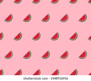colorful watermelon pattern, pink background summer style illustration