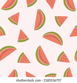 Colorful watermelon seamless vector pattern.Watermelon slices background illustration.