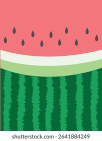 Colorful Watermelon Slice Background in Flat Summer Style