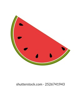 Colorful watermelon slice on a white background showcasing vibrant red flesh and seeds