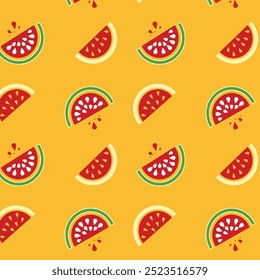 colorful watermelon slice seamless pattern design