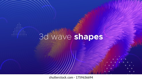 Colorful Wave 3d Liquid Shapes. Vector Music Flyer. Fluid Vibrant Pattern. Blue Creative Motion. 3d Liquid Shapes. Neon Color Poster. Gradient Trendy Template. Geometric 3d Liquid Shapes.