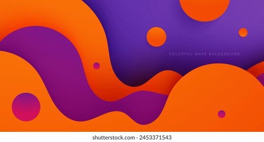 Fondo abstracto de la onda colorida con el color suave del degradado naranja y púrpura en el fondo. Vector Eps10
